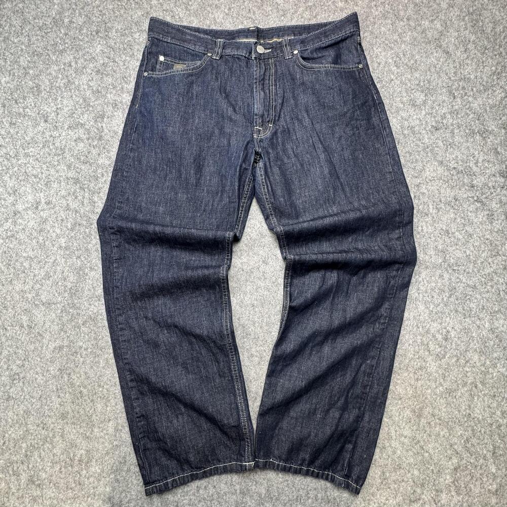 Hugo Boss Alabama Jeans Mens 36x30 Blue Dark Wash Relaxed Wide Leg Denim Pants